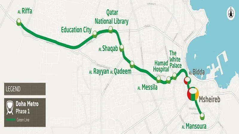  خريطة مترو الدوحة الخط الأخضر 