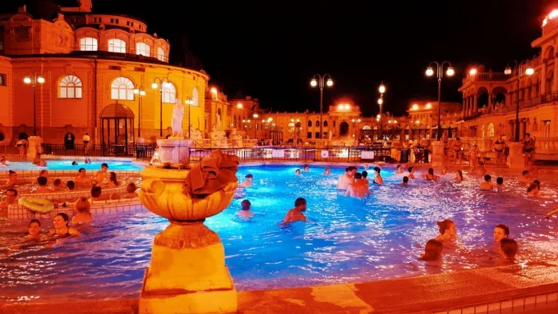 Enjoying a Bath Party at Széchenyi Thermal Bath